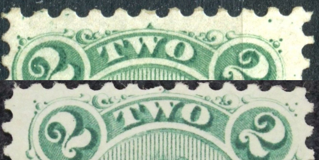 Morue - 2 cents 1865 - Timbre canadien - Scott #24a - Papier mince jaunâtre