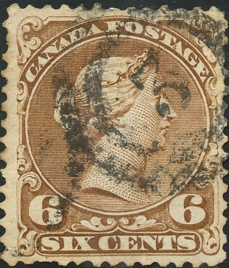 Reine Victoria - 6 cents 1868 - Timbre du Canada - Yellow brown - 27a