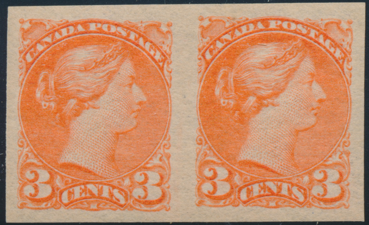 Queen Victoria - 3 cents 1888 - Canadian stamp - Imperforate - Pair - 41b
