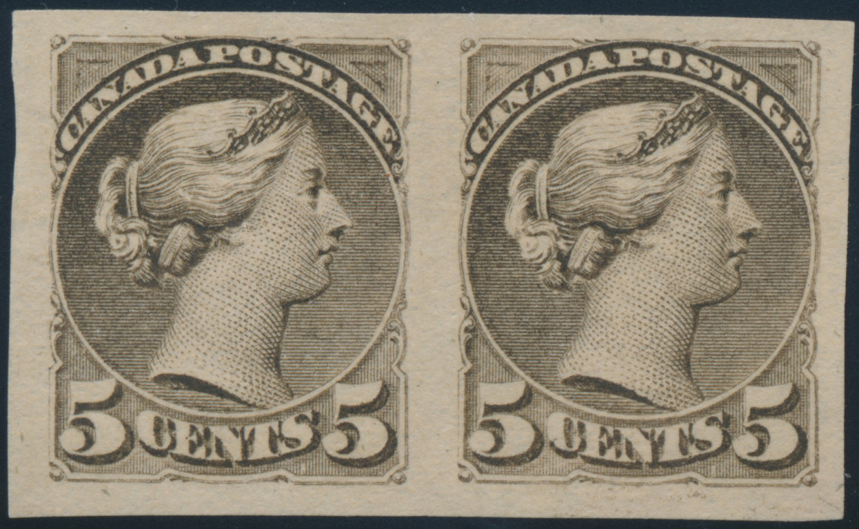 Queen Victoria - 5 cents 1891 - Canadian stamp - Imperforate - Pair - 42a