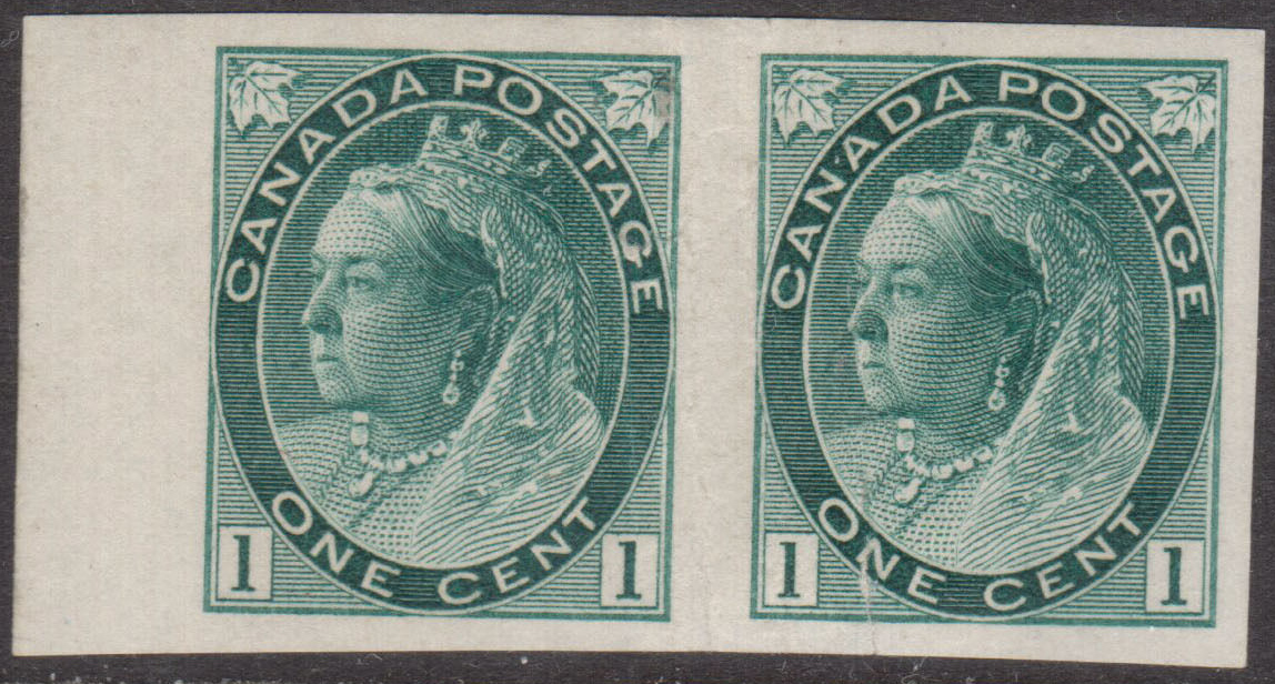 Queen Victoria - 1 cent 1898 - Canadian stamp - Timbre du Canada - Imperforate Pair - 75a