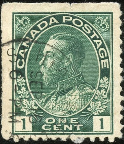 Roi Georges V - 1 cent 1911 - Canada Stamp - Blue green