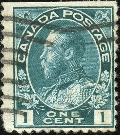Roi Georges V - 1 cent 1911 - Canada Stamp - Deep Blue green