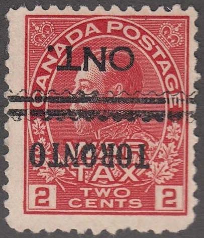 King Georges V - 2 cents 1921 - Canadian stamp - Scott MR2 - Precancel - War Tax