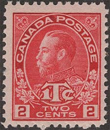 Timbre de 1916 - Roi Georges V - Timbre du Canada