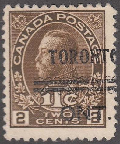 King Georges V - Canadian stamp - Scott MR4 - Precancelled - Precancel - Cancelled