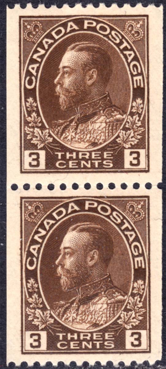 King Georges V - 3 cents 1921 - Canadian stamp - Scott 134 - Pair