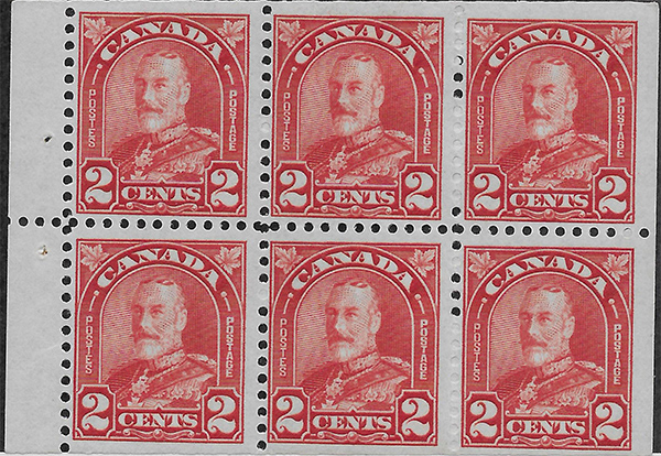 King George V - 2 cents 1930 - Canadian stamp - 165b - Booklet pane of 6