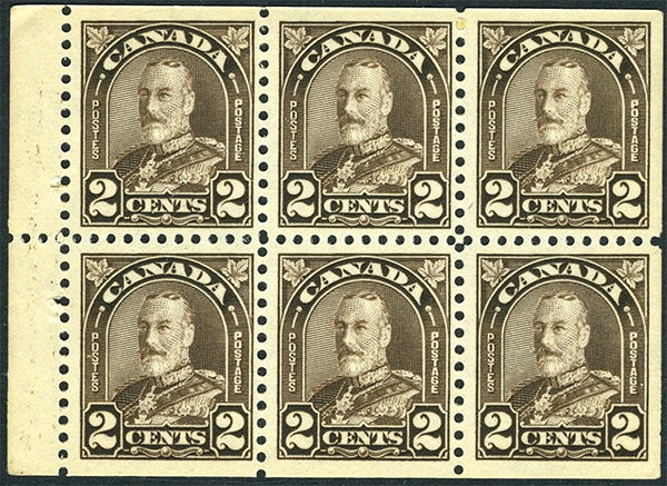 King George V - 2 cents 1931 - Canadian stamp - 166c - Panel of 6 stamps