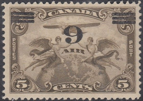 Air - 6 cents / 5 cents 1932 - Canadian stamp - C3a - Inverted surcharge Overprint