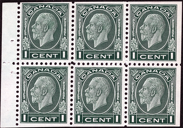 King George V - 1 cent 1932 - Canadian stamp - 195b - Booklet pane of 6