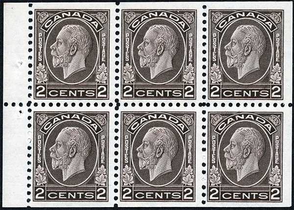 King George V - 2 cents 1932 - Canadian stamp - 196b - Booklet pane of 6