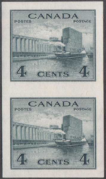 Grain Elevator - 4 cents 1942 - Canadian stamp - 253a - Imperforate Pair