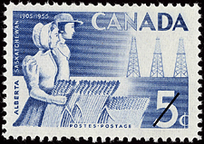 Timbre de 1955 - Alberta et Saskatchewan - Timbre du Canada