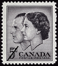 Timbre de 1957 - Reine Elizabeth II & Prince Philip - Timbre du Canada