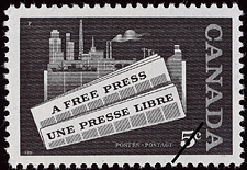 Timbre de 1958 - Une presse libre - Timbre du Canada