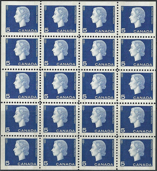 Queen Elizabeth II - 5 cents 1962 - Canadian stamp - 405b - Miniature pane of 20
