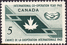 Timbre de 1965 - L'année de la coopération internationale - Timbre du Canada