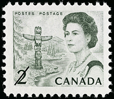 Timbre de 1967 - Reine Elizabeth II, La côte du Pacifique - Timbre du Canada