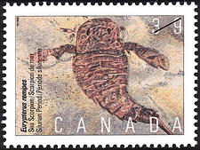Eurypterus remipes, Scorpion de mer, Période silurienne 1990 - Timbre du Canada