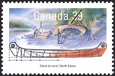 Canot du nord 1990 - Timbre du Canada