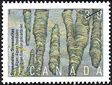 Stromatolites, Algues fossilisées, Éon précambrien 1990 - Timbre du Canada