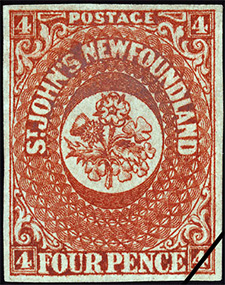 Timbre de 1857 - Rose, chardon et trèfle - Timbre du Canada