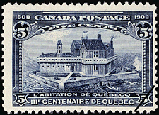 L'Abitation de Québecq 1908 - Timbre du Canada