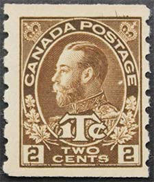 Timbre de 1916 - Roi Georges V - Timbre du Canada
