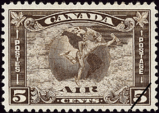 Timbre de 1930 - Mercure, Air  - Timbre du Canada