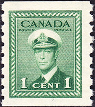 1943 - King George VI  - Canadian stamp - Stamps of Canada