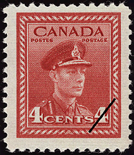 1943 - Roi Georges VI  - Canadian stamp - Stamps of Canada