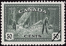 1946 - Felling Big Trees - Canadian stamp - Stamps of Canada