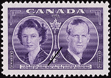 Timbre de 1951 - Princesse Elizabeth, Duchesse d'Édimbourg, et le Duc d'Édimbourg - Timbre du Canada