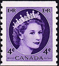 Timbre de 1954 - Reine Elizabeth II - Timbre du Canada