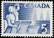 1955 - Alberta and Saskatchewan - Canadian stamp - Stamps of Canada