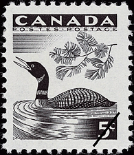 Timbre de 1957 - Le plongeon à collier - Timbre du Canada