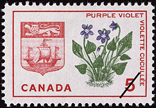 Timbre de 1965 - Violette cucullée, Nouveau-Brunswick - Timbre du Canada