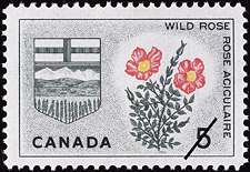 Rose aciculaire, Alberta 1966 - Timbre du Canada