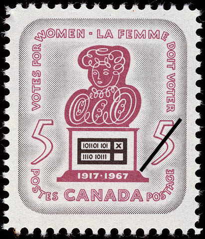 Stampsandcanada - Votes for Women, 1917-1967 - 5 cents 1967 - Stamps of  Canada - Price guide and value