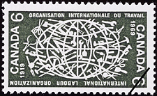 Timbre de 1969 - Organisation internationale du travail, 1919-1969 - Timbre du Canada