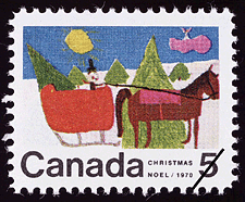 Timbre de 1970 - Traîneau - Timbre du Canada