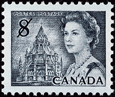 1971 - Queen Elizabeth II, Library of Parliament - Canadian stamp - Stamps of Canada