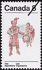 Timbre de 1973 - Costume algonquin - Timbre du Canada