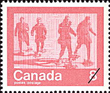 Snowshoeing 1974 - Canadian stamp