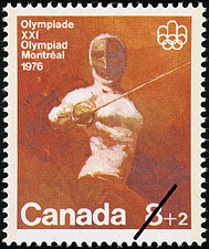 Timbre de 1975 - L'escrime - Timbre du Canada