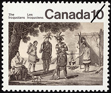 Timbre de 1976 - Campement iroquoien - Timbre du Canada