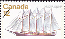 1977 - Five-Masted Schooner - Canadian stamp - Stamps of Canada