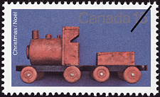 Train en bois taillé à la main 1979 - Timbre du Canada