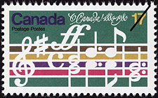 1980 - First Bars of O Canada - Canadian stamp - Stamps of Canada